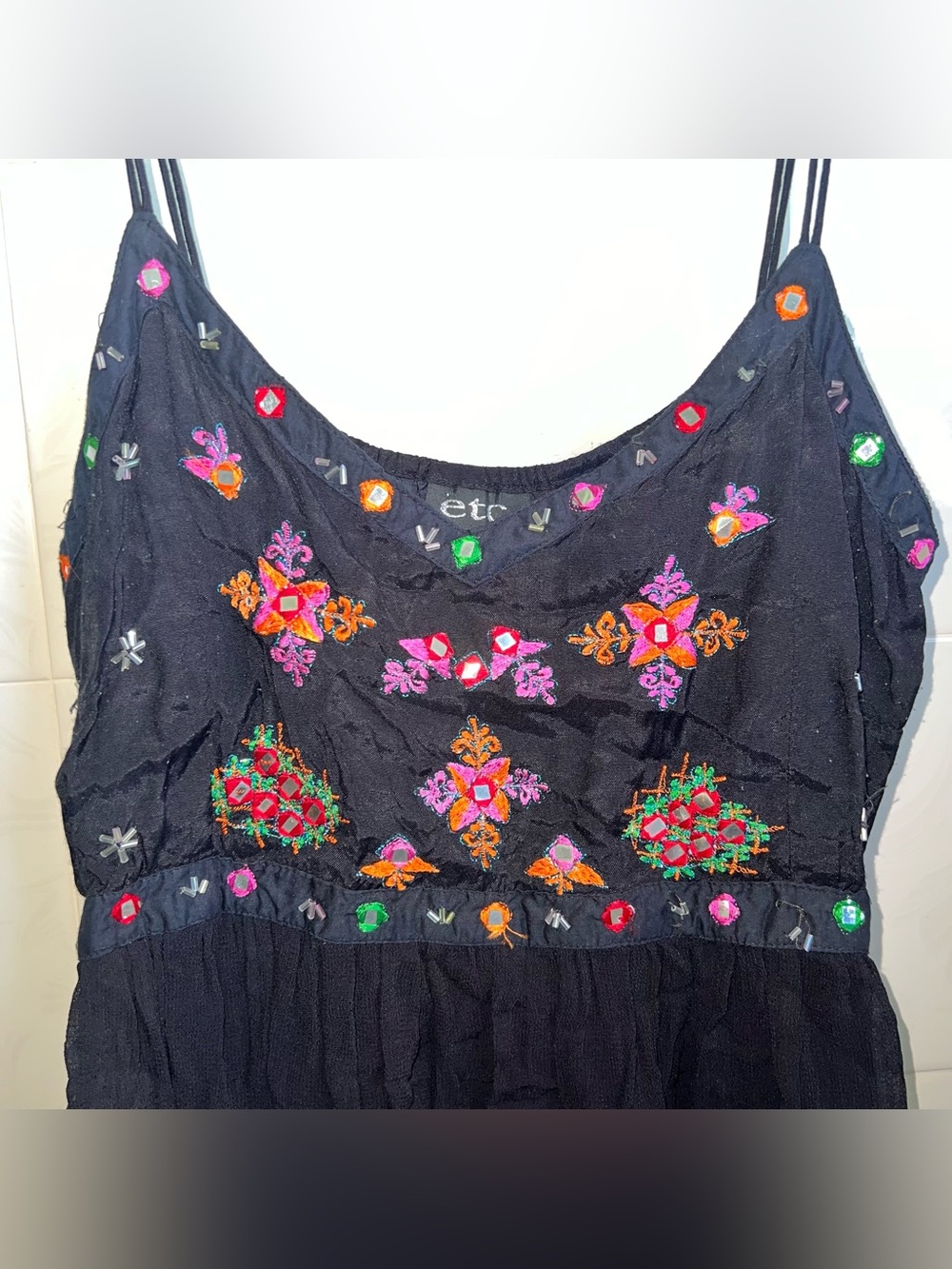 Y2K babydoll tank whimsigoth embroidered top with bells size large